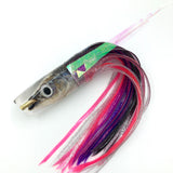 KC Lures Real Ballyhoo Fish Head 14" Plunger Natural w/Purple Silver Pink Skirting